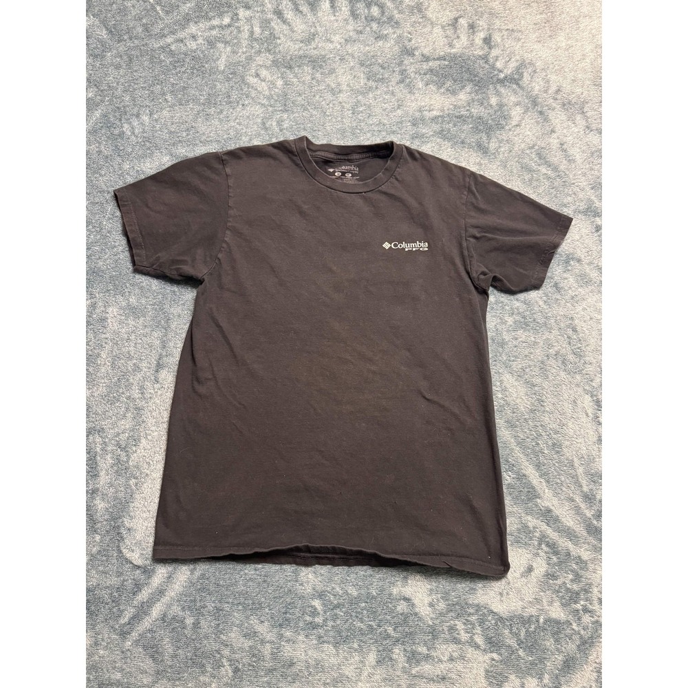 Columbia Mens PFG Graphic T-shirt Black Fishing Hook Flag Size M